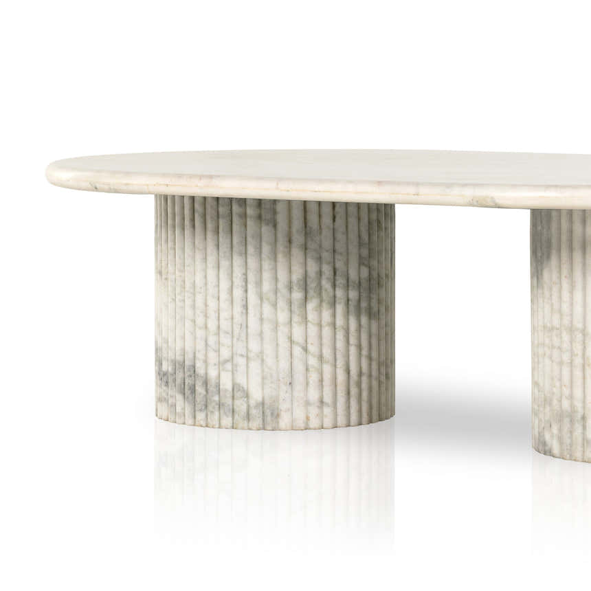 Four Hands Oranda Coffee Table - Polished White Marble w/ Sealant