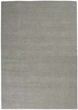Close-up of the Calvin Klein Las Vegas Grey Retro Rug. Wool rug with a subtle, textured grid pattern.