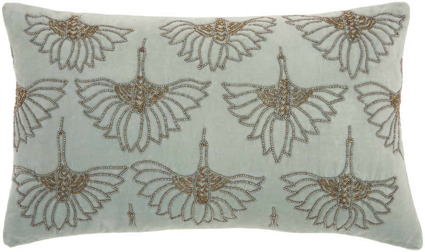 Mina Victory Sofia Beaded Flowers Celadon Indoor Throw Pillow - Clearance