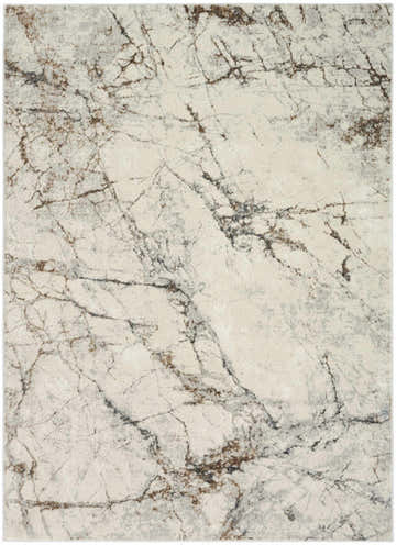 Close-up of Calvin Klein CK073 Compass Ivory Multicolor rug with a chestnut, gray, and ivory marble-like pattern.