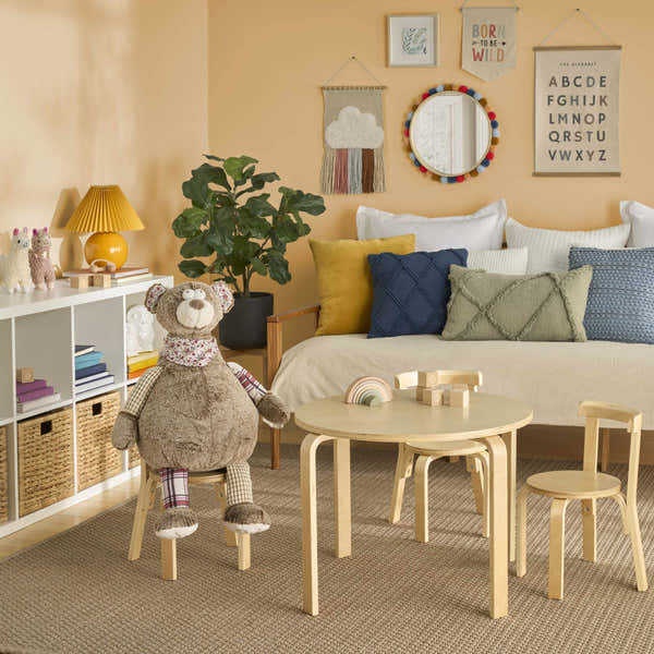 Mina Victory Plush Lines Plush Bear Brown Indoor