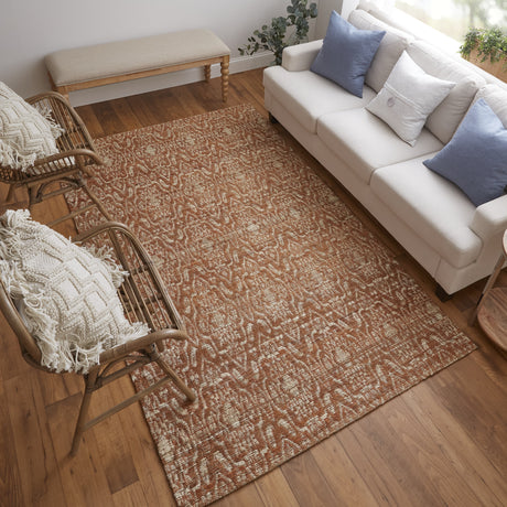 Feizy Lilliana Transitional Geometric - Orange/Tan Area Rug - Clearance