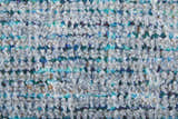 Close-up of the hand woven Feizy Caldwell Rug in blue and gray. Distressed transitional design with wool and viscose texture. Texture