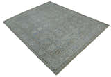 Antique Style Blue, Gray and Beige Hand knotted Classic Distressed Finished Custom Made wool Area Rug