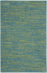 Close-up of the Nourison Essentials Blue Green Outdoor Area Rug, featuring a subtle horizontal stripe pattern.