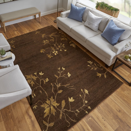 Feizy Cordonnet Transitional Floral & Botanical - Green/Gold Area Rug - Clearance