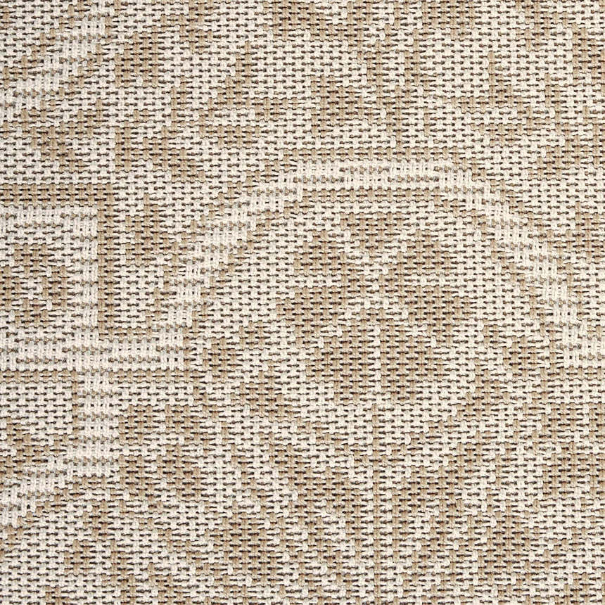 Close-up of the woven texture of the Nourison Aruba Beige Cream Area Rug. Neutral tones, subtle pattern.