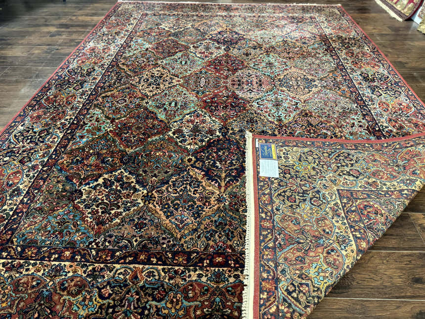Karastan Rug Multicolor Panel Kirman #717, 8.8 x 12 Karastan Carpet, Vintage Multipanel Kirman, Original 700 Series, Wool, Vintage