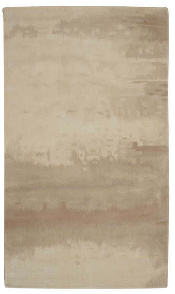 Close-up of the Calvin Klein Home Luster Wash Ivory Area Rug, featuring a subtle chestnut abstract design.