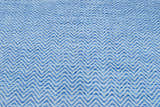 Blue Chevron Pattern Dhurrie Wool Area Rug