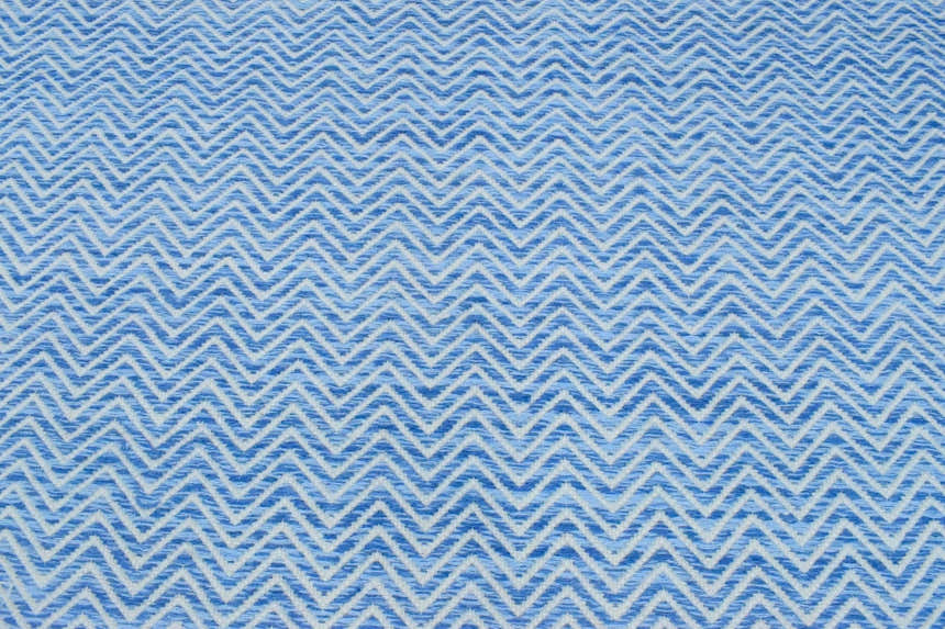 Blue Chevron Pattern Dhurrie Wool Area Rug