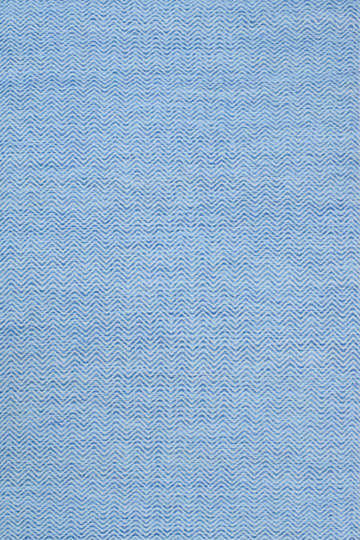 Blue Chevron Pattern Dhurrie Wool Area Rug