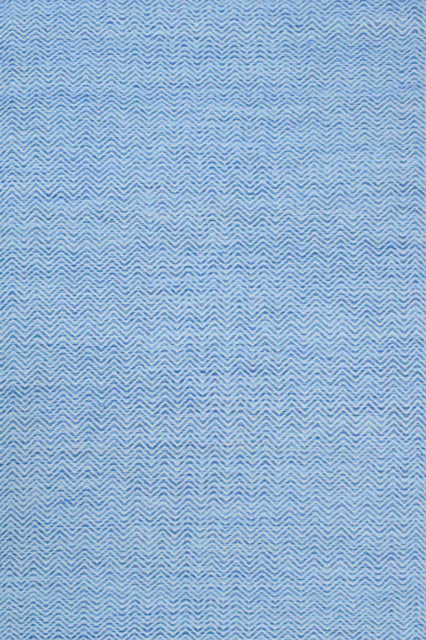 Blue Chevron Pattern Dhurrie Wool Area Rug
