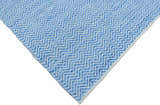 Blue Chevron Pattern Dhurrie Wool Area Rug