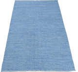 Blue Chevron Pattern Dhurrie Wool Area Rug