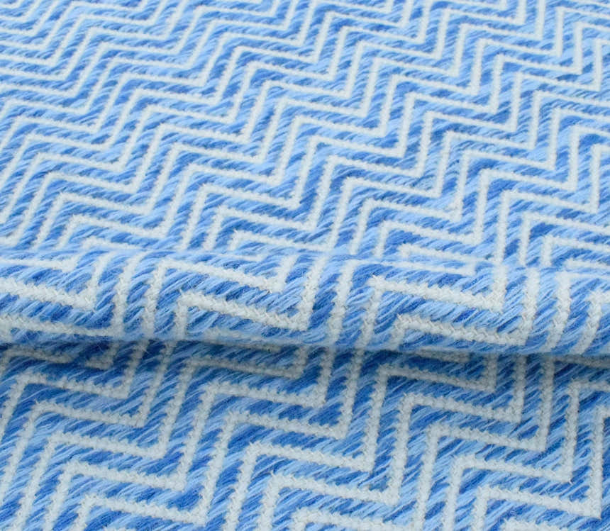 Blue Chevron Pattern Dhurrie Wool Area Rug