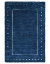 Modern Solid Plane Blue Hand Loomed Southwestern Custom Made wool Area Rug