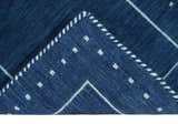 Modern Solid Plane Blue Hand Loomed Southwestern Custom Made wool Area Rug