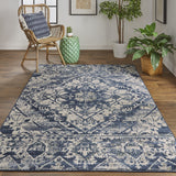 Feizy Foster Transitional Oriental - Blue/Ivory Area Rug - Clearance