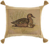 Mina Victory Vintage Pillow Ducks Beige Indoor Throw Pillow