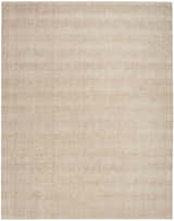 Close-up of the beige Calvin Klein CK043 Spun rug. Handmade New Zealand wool with subtle horizontal striations.