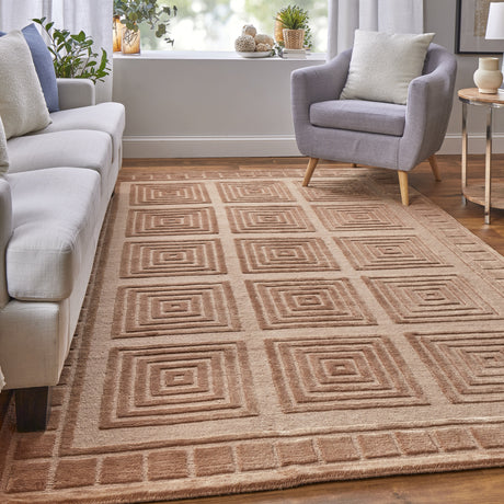 Feizy Channels Modern Geometric - Tan/Gold Area Rug - Clearance
