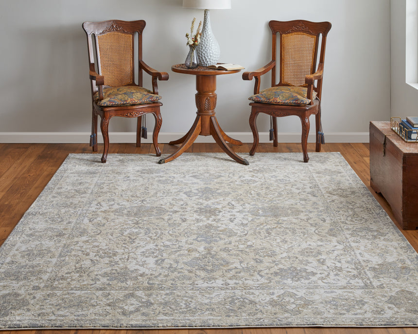 Feizy Celene Traditional Bordered - Ivory/Tan/Gray Area Rug
