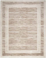 Close-up of the Nourison Serenity Home Mocha Ivory rug featuring a modern, high-pile texture and chestnut colors.