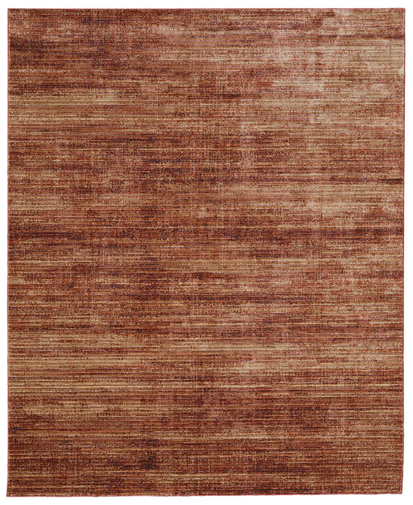 Close-up of a Feizy Deja Modern Solid Area Rug in brown, red, and tan. Casual, contemporary style with subtle horizontal texture. Design-Rectangle-57