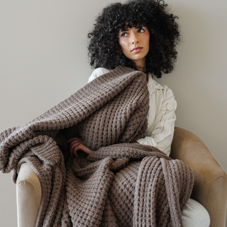 WAFFLE KNIT THROW BLANKETS