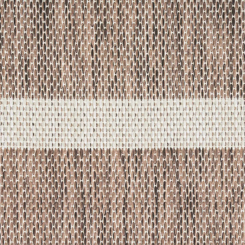 Close-up of the Nourison Positano Natural Ivory rug, showing chestnut brown woven texture with a horizontal ivory stripe.