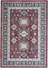 Detailed Nourison Fulton Red Vintage Area Rug with floral and geometric patterns.