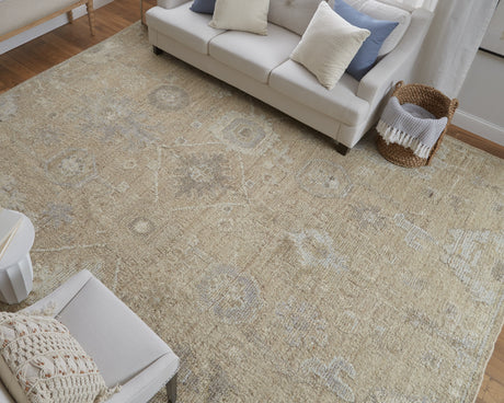 Feizy Grafton Transitional Floral & Botanical - Tan/Gray/Ivory Area Rug