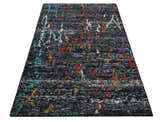 5x8 Hand Knotted Black, Ivory and Rust Modern Abstract Contemporary Recycled Silk Area Rug | OP132