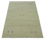 Solid Plain Beige and Charcoal Hand loom Multi size wool area Rug