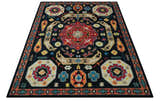 Custom Made Colorful Black, Maroon and Beige Traditional Mamluk Design wool Rug