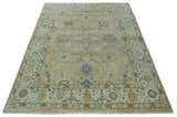 Hand Knotted Beige, Ivory and Gray Traditional Oushak Custom Made Wool Area Rug