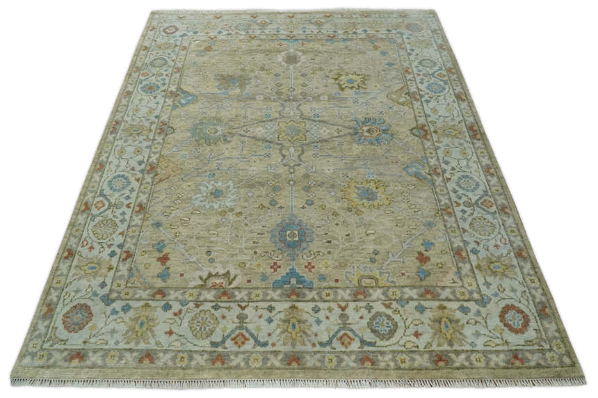 Hand Knotted Beige, Ivory and Gray Traditional Oushak Custom Made Wool Area Rug