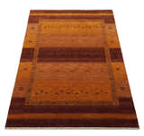 Custom Made geometrical Stripes Design Rust and Brown Hand loom wool Area Rug