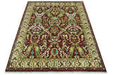 Traditional Large Design Maroon and Green Hand Knotted Custom Made wool area rug