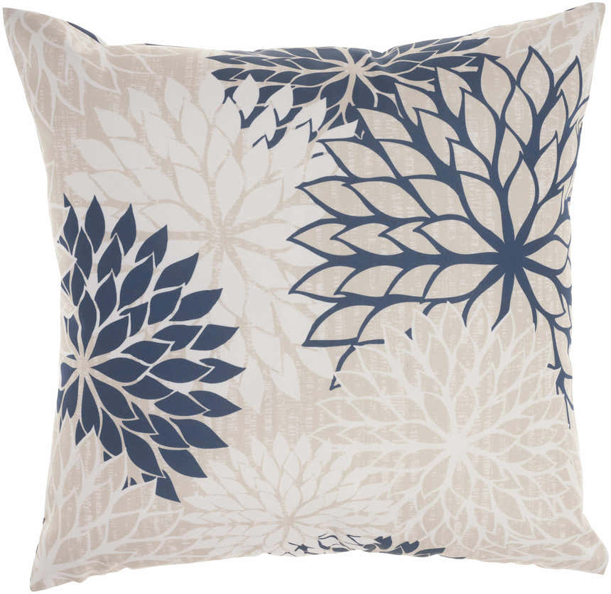 Mina Victory Aloha Indoor/Outdoor Ivory/Navy Throw Pillow