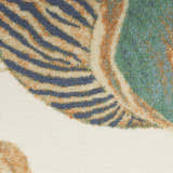 Close-up of Waverly Sun N' Shade Ivory Multicolor rug, featuring a coastal-inspired pattern with blue, green, and chestnut hues.