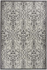Close-up of the Nourison Country Side Ivory/Charcoal Transitional Area Rug, featuring a farmhouse floral trellis pattern.