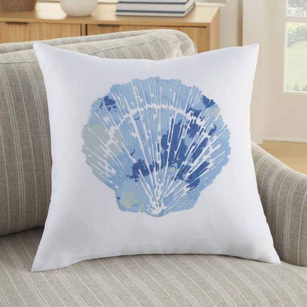 Mina Victory Lifestyle Raised Printed Seach White Indoor Throw Pillow - Clearance