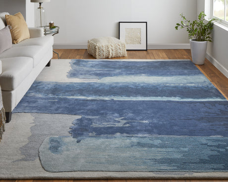 Feizy Anya Transitional Abstract - Blue/Ivory Area Rug