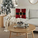 Mina Victory Holiday Pillows Loop Santa Belt Red Indoor Throw Pillow