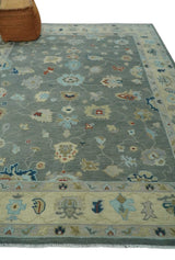 Hand knotted Gray and Beige Traditional Oushak Wool Area Rug