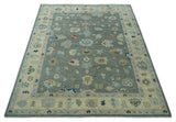 Hand knotted Gray and Beige Traditional Oushak Wool Area Rug