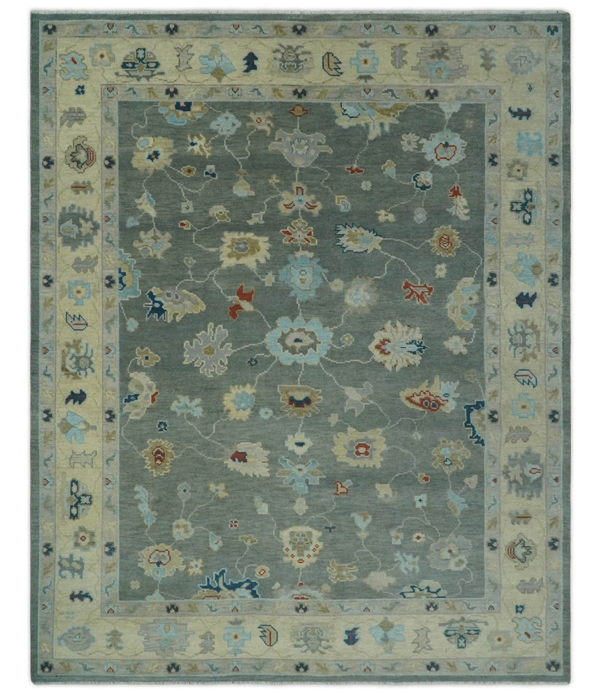 Hand knotted Gray and Beige Traditional Oushak Wool Area Rug