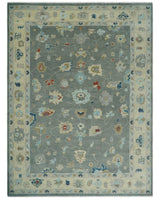 Hand knotted Gray and Beige Traditional Oushak Wool Area Rug
